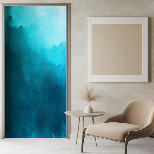Adesivi per Porte Interne Calcestruzzo Acquamarina PVC Impermeabile Autoadesivo Rimovibile Creative Arte Sticker Buccia e Bastone Adesivo di Porta Per la decorazione Porte Arredo Casa 85 x 210 cm