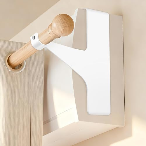 BANJILI Lot de 2 Supports de Tringle à Rideaux Sans Perçage pour Coffre de Volet Roulant, Compatibles Tringles Ø16–28 mm, Fixation Solide en Métal, Installation Facile Sans Outil (Blanc, 2 Supports)