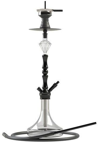 NOBLE HOOKAH XL shisha-kit med 1 montering och kompletta shisha-tillbehör - shishahuvud, elegant glasvas, melassuppsamlingsbehållare, 1 slang och handtag (svart)