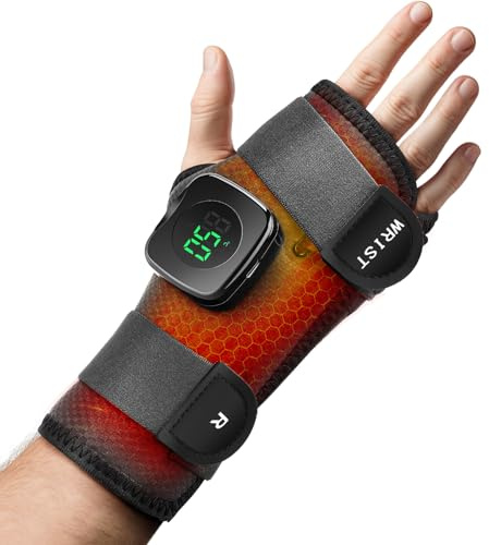 Cordless Wrist Heating Pad, Heated Wrist Wrap Brace for Right Hand, Hand Heating Pad Wrist Support Brace with Detachable Controller for Women and Men