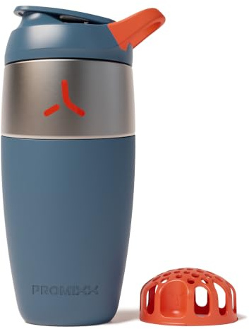 Promixx Pursuit Batidora Acero Inoxidable - 760ml Mezclador Proteínas Metal Ligero con Snap-Fit para Batidos Suaves - Hermético Anti-Olores para Fitness - Azul Medianoche