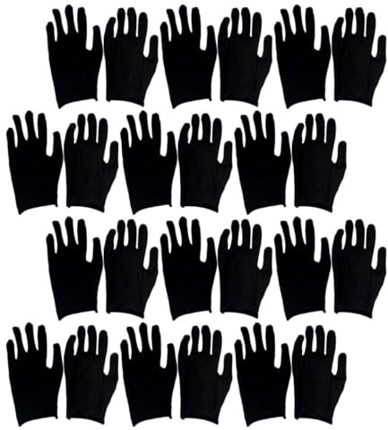 BETOOKY 12 Paar Schwarze Dünne Baumwollhandschuhe Strapazierfähige Arbeitshandschuhe für Herren Vielseitiger Schutz bei Gartenarbeit und Industrie