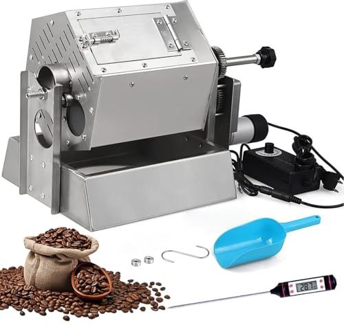Torréfacteur électrique pour grains de café – 3,4 L – Torréfacteur avec thermomètre pour une torréfaction uniforme – Idéal pour les grains de café, les noix, les graines et les céréales – Utilisation