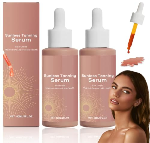 2 Pcs Gotas Bronceadoras Sin Sol, Bronceado Dorado Uniforme y Natural | Gotas Bronceadoras Faciales Natural Gotas Bronceadoras Sin Sol para Cara y Cuerpo, Enhances Natural Skin Tone