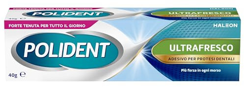 Polident Ultra Fresco, Adesivo per Protesi Dentale Totale o Parziale, Forte Tenuta per Tutto il Giorno, Gusto Menta Fresca, 40g
