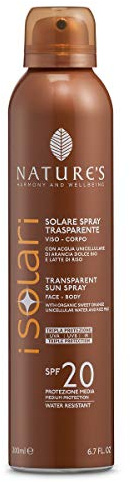 Nature's Solskydd, transparent solskyddsspray SPF 20, solskydd kropp, snabb absorption, vattentålig, 200 ml
