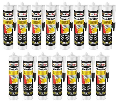 Isolbau Profi Folienkleber - 15 x 450 g Bauelastischer 1K Klebe-Dichtstoff zur Verklebung von Kunststofffolie, Dampfbremsen & Dampfsperren