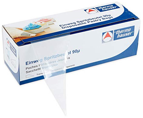 Thermohauser 8300018081 - Bolsas pasteleras desechables (plástico PE), transparentes, 100 unidades, 55,0 x 27,0 x 0,009 cm