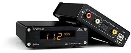 Topping D10s USB DAC Audio 384kHz ES9038Q2M XMOS XU208 Mini décodeur HiFi Audio DAC de Bureau DAC Convertisseur Audio (Noir)