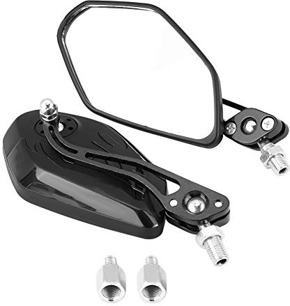 8mm 10mm Motorrad Rückspiegel Scooter Aluminium Flammenmuster Seitenspiegel Flammenmuster Seitenrückspiegel 1 Paar(SCHWARZ)