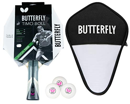 Butterfly® Timo Boll Vision 1000 Tischtennisschläger | Tischtennis Racket Bat TT Profi Wettkampfschläger für technisch fortgeschrittene Spieler | ITTF zertifizierter Pan Asia Belag | Griffform konkav