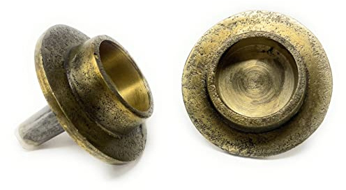 2er Set Antik Gold Flaschenaufsatz Kerzenhalter für Teelichter 7 x 8 cm – Shabby Chic Look aus Aluminium für Weinflaschen, Vasen