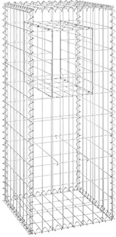 vidaXL Gabion Basket Post - Rust-Proof and Weather-Proof Iron Construction, Mesh Grid Design, Secure Top and Bottom Covers, Ideal for Garden or Patio - Dimensions: 40 x 40 x 100 cm (L x W x H), Co...