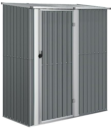 vidaXL Cobertizo de Jardín Cabaña Troncos Armario Herramientas Almacenamiento Exterior Patio Aire Libre Acero Galvanizado Gris 180,5x97x209,5cm