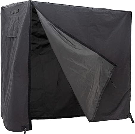 Coverify Firewood Log Rack Cover, Heavy Duty Waterproof 600D Oxford Fabric, Outdoor Log Storage Rack Cover, 4-Feet Fire Wood Protection Cover for Wood Logs, Weatherproof UV Protection, Black