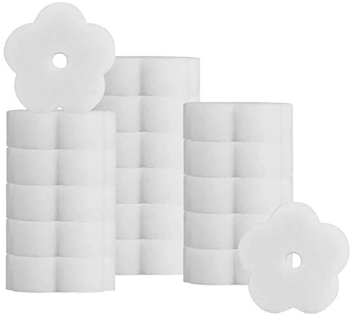 Amfrpar 18 Piezas Esponja Absorbente de Aceite Cremoso Forma de Flor Herramienta Limpieza de Piscina Esponja de Escoria de Filtro para Bañera de Hidromasaje, Piscinas y SPA
