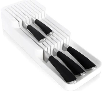 BOAA Fresh Organizer per coltelli 18 coltelli - Blocco portacoltelli a due livelli per cassetto della cucina o autoportante, antiscivolo, salvaspazio, bianco (39 x 14 cm)