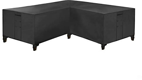 Housse Canapé d'angle de Jardin Imperméable L Anti Housse pour Canapé de Jardin 420D Tissu Oxford Extérieur (210 * 270 * 90cm,Noir)