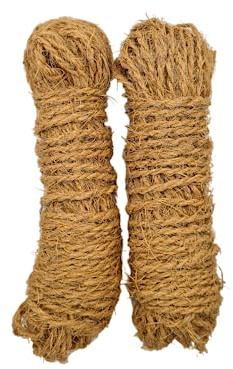Chinchilla® Manojo de Hilo de Coco | 2X 25 Metros | Cinta de Coco | Fina | Hilo de Coco marrón para jardinería versátil, Manualidades, Ocio y diversión Infantil