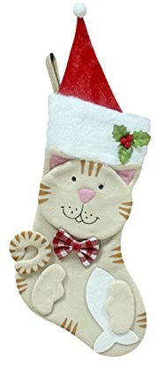 LEMCC Christmas Stocking, Pet Dog Cat Design Christmas Stockings, Personalized Christmas Stocking, Fireplace Hanging Stockings with 3D Dog Cat and Christmas Hat for Xmas Gifts(#2)