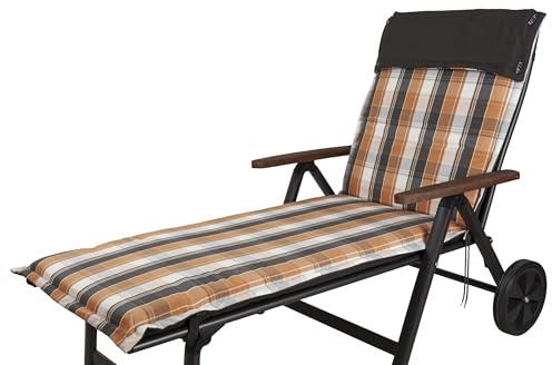 Sun Garden Auflage Rollliege Georgia 90823-450 orange-weiß-anthrazit kariert 190x62x8 cm, mit Reißverschluss
