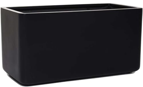 VIVANNO Pflanzkübel Maxi Round - Blumenkübel mit Rollen 80x40x40 Schwarz | Mobiler Pflanztrog aus Fiberglas, wetterfester Raumteiler für Außen & Innen, abgerundete Ecken, Frostfest Matt