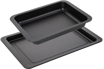 Zenker 9941650 Ensemble de 2 plats de four rectangulaires, plat de four, plat de cuisson, plat à four, plaque de cuisson, plaque de four, Acier, 42 x 29 x 2,5 cm