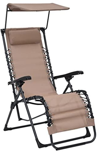 LAPOOH Klappbarer Liegestuhl, Gartenliege, Sonnenliege, Relaxliege, Deckchair, Terrassenstühle, Beach Chair, Saunaliege, Textilene Taupe