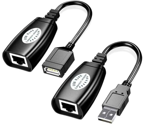 USB Over Ethernet Extender to Rj45 Adapter for Cat 6/6e/5/5e UP to 50m/164ft, USB to Ethernet Adapter for Laptop, Compatible with Computers, Mobile Phones, Keyboards, U Disks, Printers