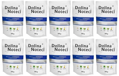 Dolina Noteci Premium Nassfutter für Hunde Kabeljau und Brokkoli Glutenfrei 10 x 500g