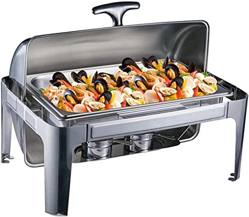 Scaldavivande in Acciaio Inossidabile da 9 Litri, Set Scaldavivande per Buffet, con contenitori per Alimenti Porta Carburante, Set Scaldavivande Professionale per Buffet di Ristorazione