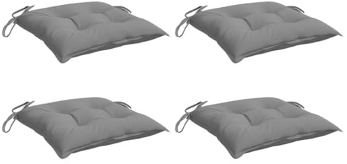 vidaXL Lot de 4 Coussins de Chaise, Galette de Siège avec Jeux de Cordes, Coussin d'Extérieur Imperméable, Gris 50x50x7 cm Tissu Oxford