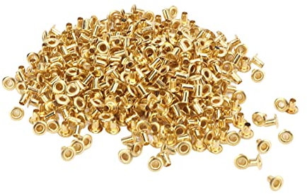 Emoshayoga Dekorative Nieten, Hohlnieten, 500 Stück, DIY Durchgangsloch, Messing, dekorative Nieten, Kupfer-Luft-Augenschnallen, 4,8 x 2,3 x 4,5 mm