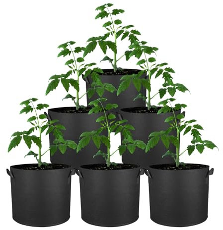 ELEpl 6 Stück 3 Gallonen Pflanzsack Vliesstoff 12L Stofftöpfe mit Griffe Pflanzensäcke Schwarz Kartoffeltopf zum Pflanzen Wiederverwendbar Pflanztasche für Kartoffeln Tomaten Erdbeeren Blumen Pflanzen