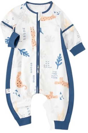 Sommerschlafsack mit Füßen Sommer 95% Baumwolle Baby Schlafsack mit Abnehmbar Lange Ärmel Kinder Schlafen Sack für Jungen und Mädchen 120