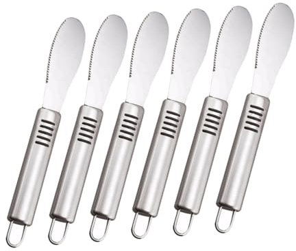 LABRIMP 6-teiliges Edelstahl-buttermesser-set Mit Gezahnter Klinge Und Rutschfestem Griff Für Butter Sahne Käse Marmelade Und Gebäck