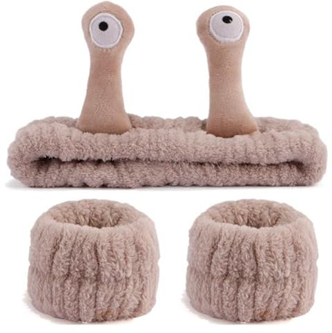 NATOSU Schnecken-Gesichtswasch-Stirnband, Spa-Stirnband für Frauen, Armband, süße Hautpflege-Stirnbänder, Korallenvlies, Wickel-Haarband, Spa-Zubehör