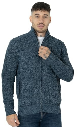 NOROZE Men's Cardigans with Pockets | Mens Cardigan Lightweight Plain Knit Turtleneck Sweater | Slim Fit Roll Neck Pullover | Long Sleeve Warm Winter Knitwear | Casual Stand Collar Jumper for Men