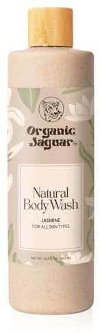 Organic Jaguar Gel de baño natural de jazmín con gel de aloe vera – Jabón limpiador para baño y ducha – Deja la piel suave e hidratada – Sin perfume – Sin sulfato y sin parabenos – 450 ml