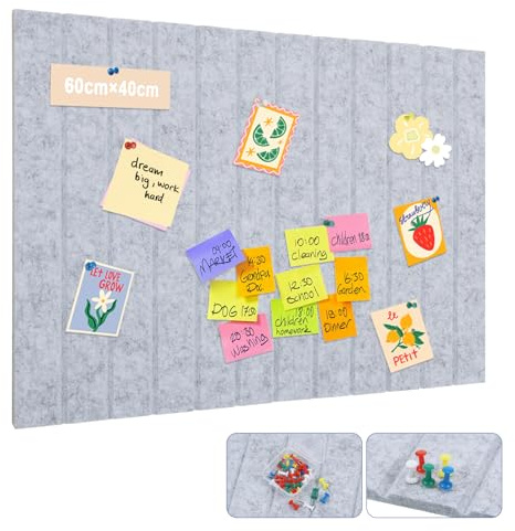 JIANTA Large Cork Board Alternative, 40 x 60 cm Decorative Felt Pinboard with Adhesive Tapes, 9mm Thick Notice Pin Board, Felt Cork Board for Home Office Wall Decor
