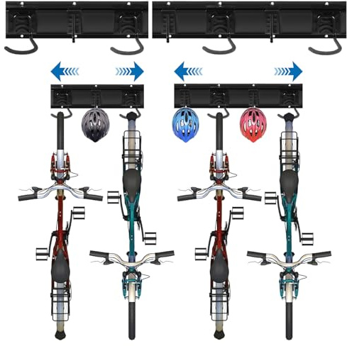 Trintion Bike Rack Wall Mounted, 4 Bicycles + 3 Helmets, Space Saving Vertical Bike Rack, Garage Bike Hangers, Indoor Cycle Stands Storage Holder for Road Bikes