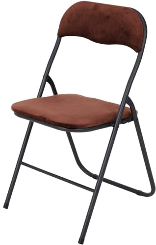 Brixy Eleganter Klappstuhl aus Samt, Faltbarer Esszimmerstuhl für Komfort und Stil, 43x47x80 cm, Braun