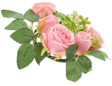 Garneck Kerzengirlande Tischdekoration Hochzeit künstliche Blumen Dekoration Sonnenbrillen-Requisiten Haarnadeln aus Strass grüner Kranz rustikales Hochzeitsmittelstück Plastik Rosa