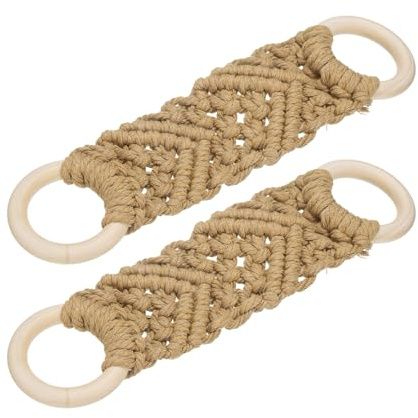 uxcell 2Pcs Kitchen Dish Towel Holder, 10x2.4 Crochet Towel Ring with Hanging Loop for Cabinet House Oven Stove Door (Brown)