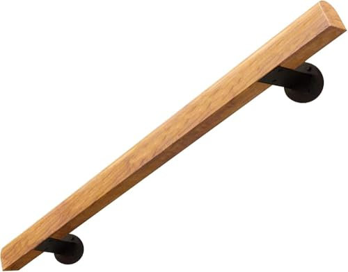 LIQONWAG 100 cm Wandmontage-Treppenhandläufe Aus Holz, Haltegriff, Rutschfestes Treppengeländer, Handläufe Für Treppen Im Innen- Und Außenbereich, Stützstange Für Terrassenbeläge, Hausgarten, Korridor