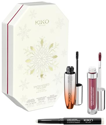 KIKO Milano Snow-Kissed Holiday Glam-Faves Make Up Gift Set, Make-Up-Geschenkset: Volumen-Mascara, Matt Zu Schimmernder Lippenstift Und Lidschatten-Stick