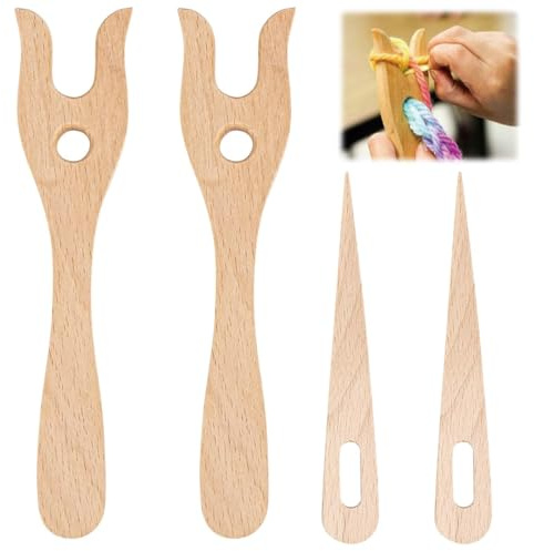 4 horquillas de tejer, tenedor de tejer para niños y adultos, herramientas de tejer de madera, agujas de tejer de madera para proyectos de punto, herramientas de tejido DIY para joyas y muñecas