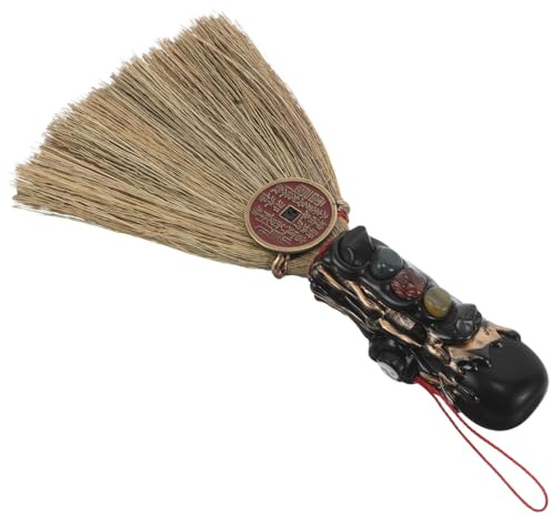 IWOWHERO Pendaglio Scopa Cristallo Naturale Feng Shui Decorazione Casa Spiritual Mini Scopa con Cristalli dei Cinque Elementi Accessorio Artigianale per Meditazione e Protezione Ambientale