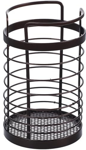 WEKADRIN Soporte de Cubiertos de Metal Antiguo para Cuchillos y Tenedores, Organizador Escurridor Múltiples Orificios, Porta Cucharas y Palillos para Utensilios de Cocina en Escritorio,