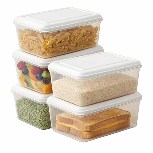 STL Food Storage Containers with Lids, 3L Clear Stackable Food Storage Boxes, BPA-Free Plastic Food Containers, Microwave and Dishwasher Safe, Kitchen & Lunch Containers (Pack Of 5)